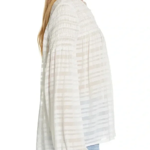 FRAME NWT Blouson Long Sleeve Smocked Blouse Top - Picture 3 of 15